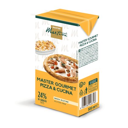 Žuto pakiranje 500ml Master Martini Master Gourmet Pizza & Cucina, bez glutena, 24% masti, za pizzu i gratin