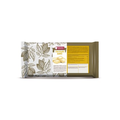 Pakiranje bloka bijele čokolade Martini Food Service s ilustracijama mahuna kakaa i nutritivnom deklaracijom