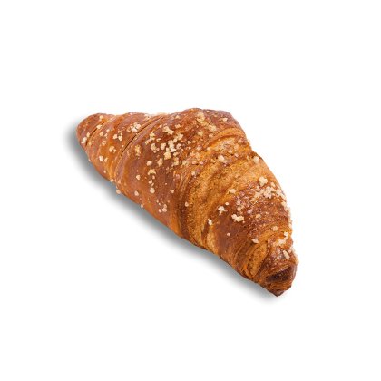Zlatnosmeđi kroasan s grubim šećerom na vrhu, na bijeloj pozadini