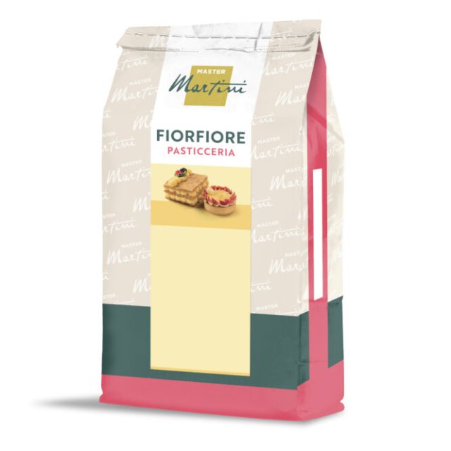 Vrećica mješavine Master Martini Fiorfiore Pasticceria s fotografijom lisnatog tijesta i pite na pakiranju.