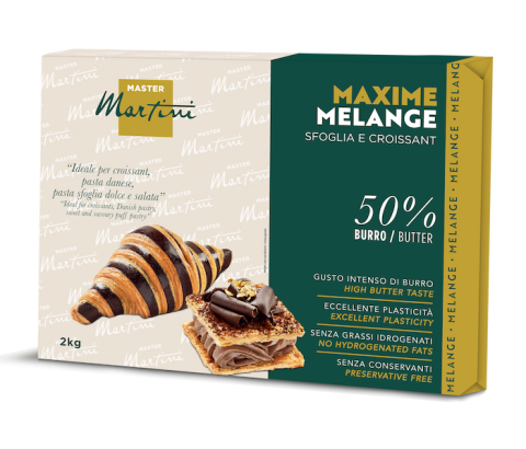 Pakiranje 2kg Master Martini Maxime Melange za croissante i lisnato tijesto, 50% maslaca, s croissantima s čokoladom